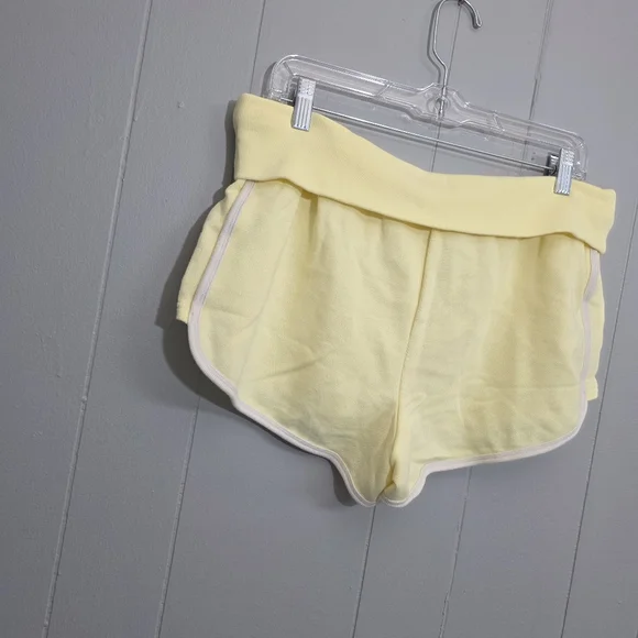 Victoria Secret Pink Mellow Yellow Ivy Terry Fold Y2K Retro Shorts Size L - Picture 7 of 11